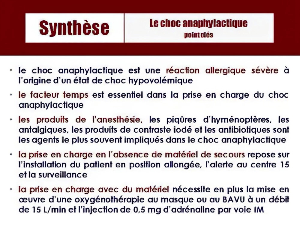 Choc anaphylactique urgence cabinet dentaire